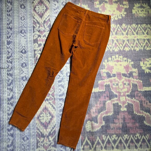We The Free Skinny Fit Corduroy Pants High Rise Frayed Hem in Chestnut Brown - Picture 8 of 13